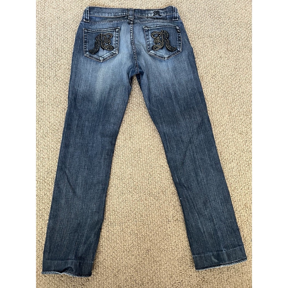 Rock & Republic Men's Size 34 Blue Denim Button-Fly Studded Straight Leg Jeans‎ - Picture 2 of 5